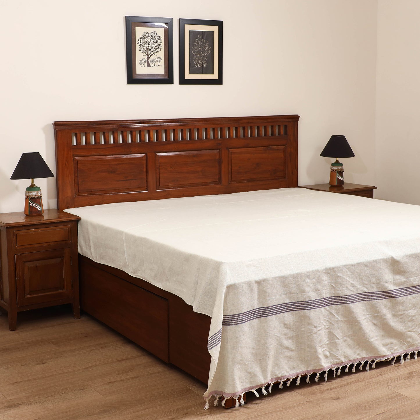 Handloom Cotton Double Bedsheet (108 x 90 in) 141