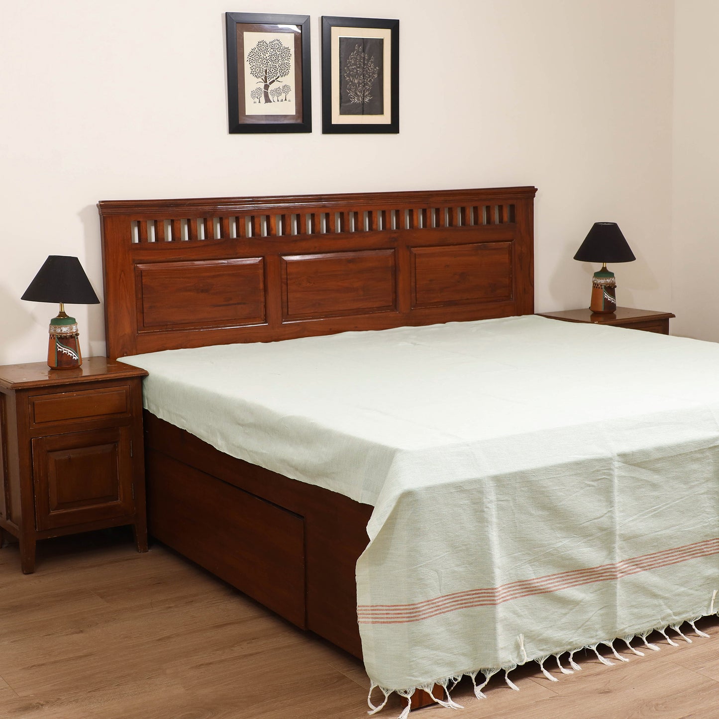 Handloom Cotton Double Bedsheet (108 x 90 in) 143
