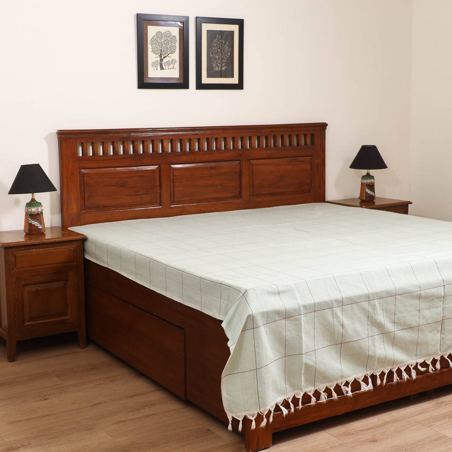 Handloom Cotton Double Bedsheet (90 x 90 in) 168