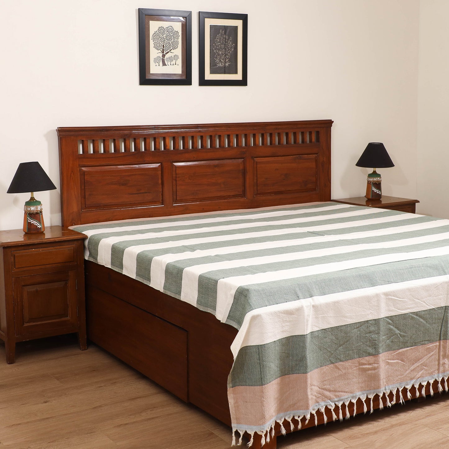 Handloom Cotton Double Bedsheet (90 x 90 in) 177
