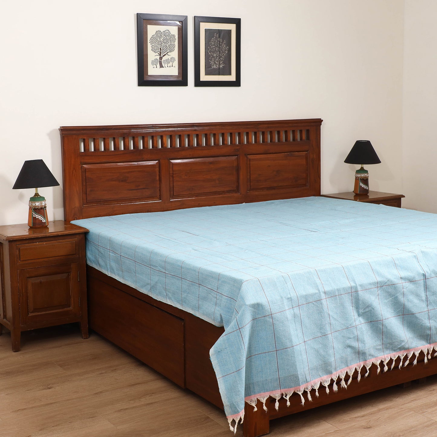 Handloom Cotton Double Bedsheet (90 x 90 in) 181