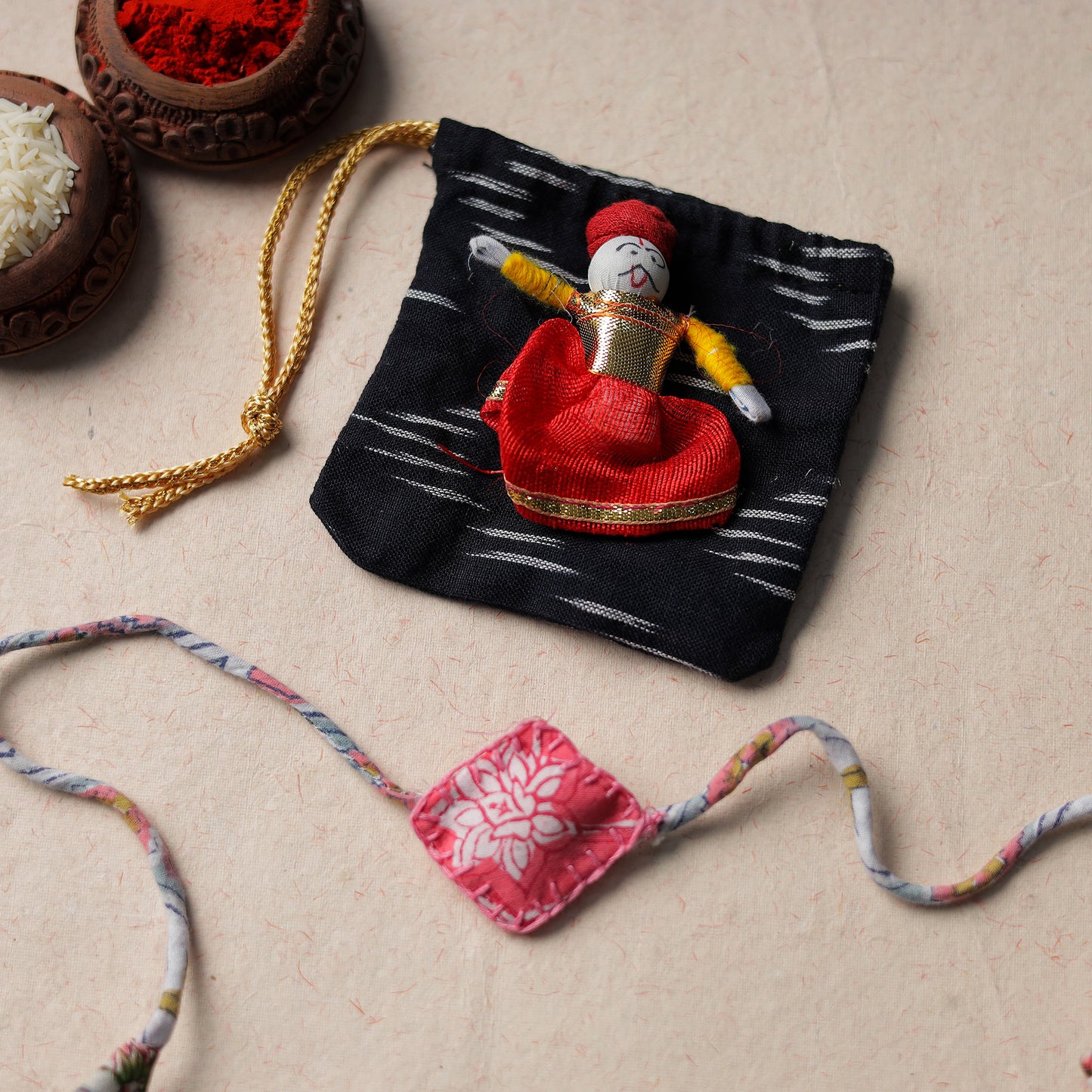 Handcrafted Embroidery Fabart Rakhi 07