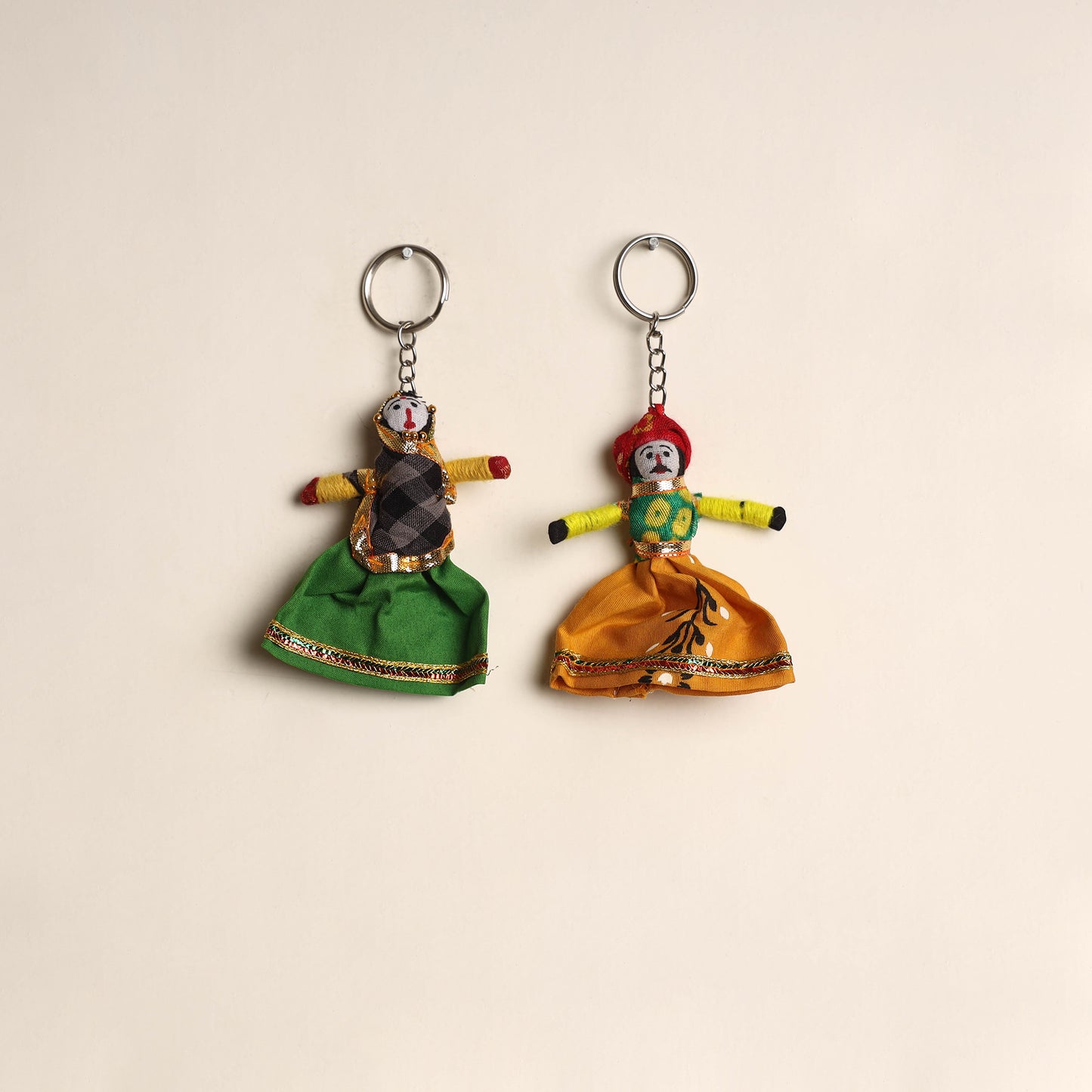 Multicolor - Rajasthani Puppet Couple Handmade Keychain (Set of 2) 04