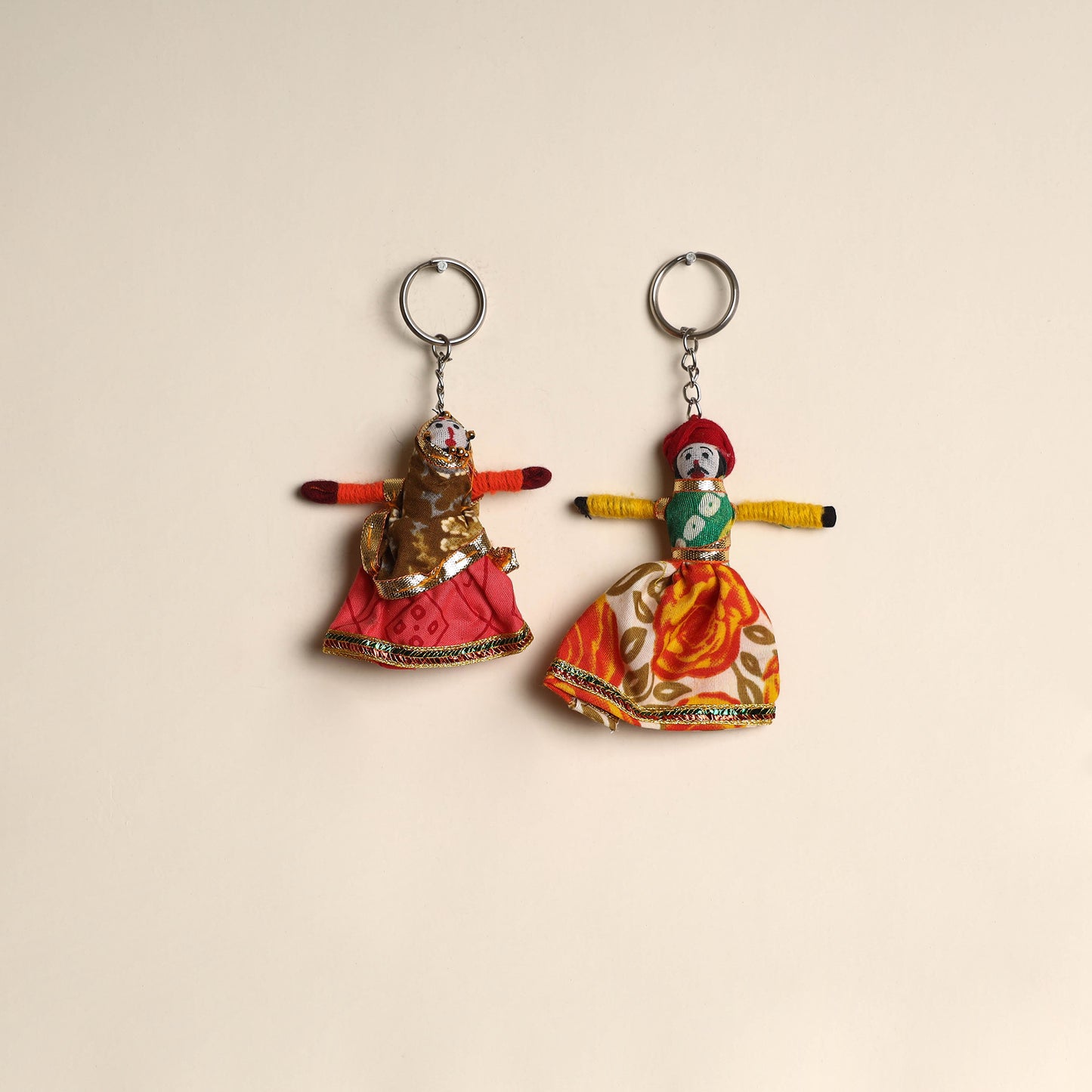 Multicolor - Rajasthani Puppet Couple Handmade Keychain (Set of 2) 24