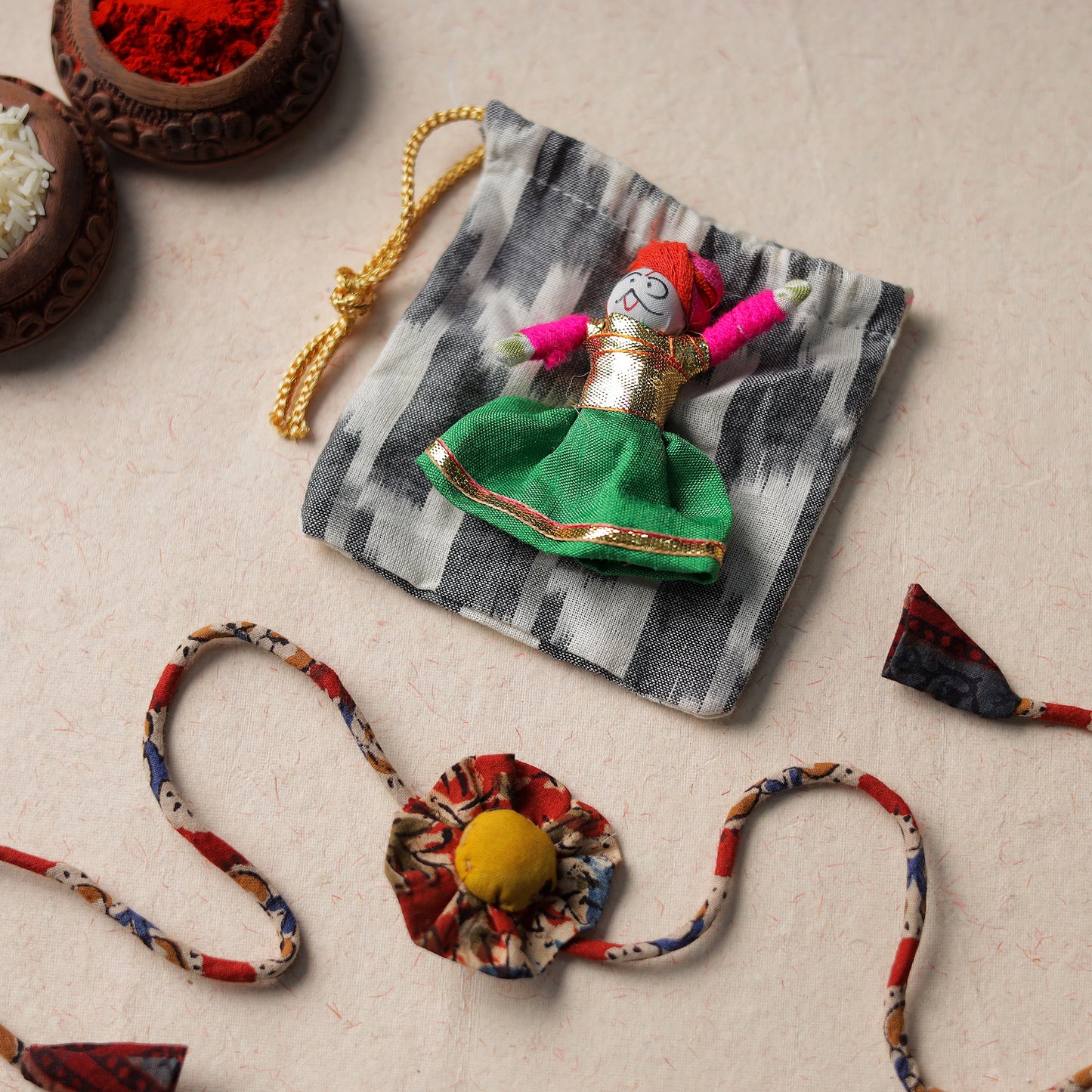 Buy Handcrafted Flower Fabart Rakhi 26 Online at iTokri.com