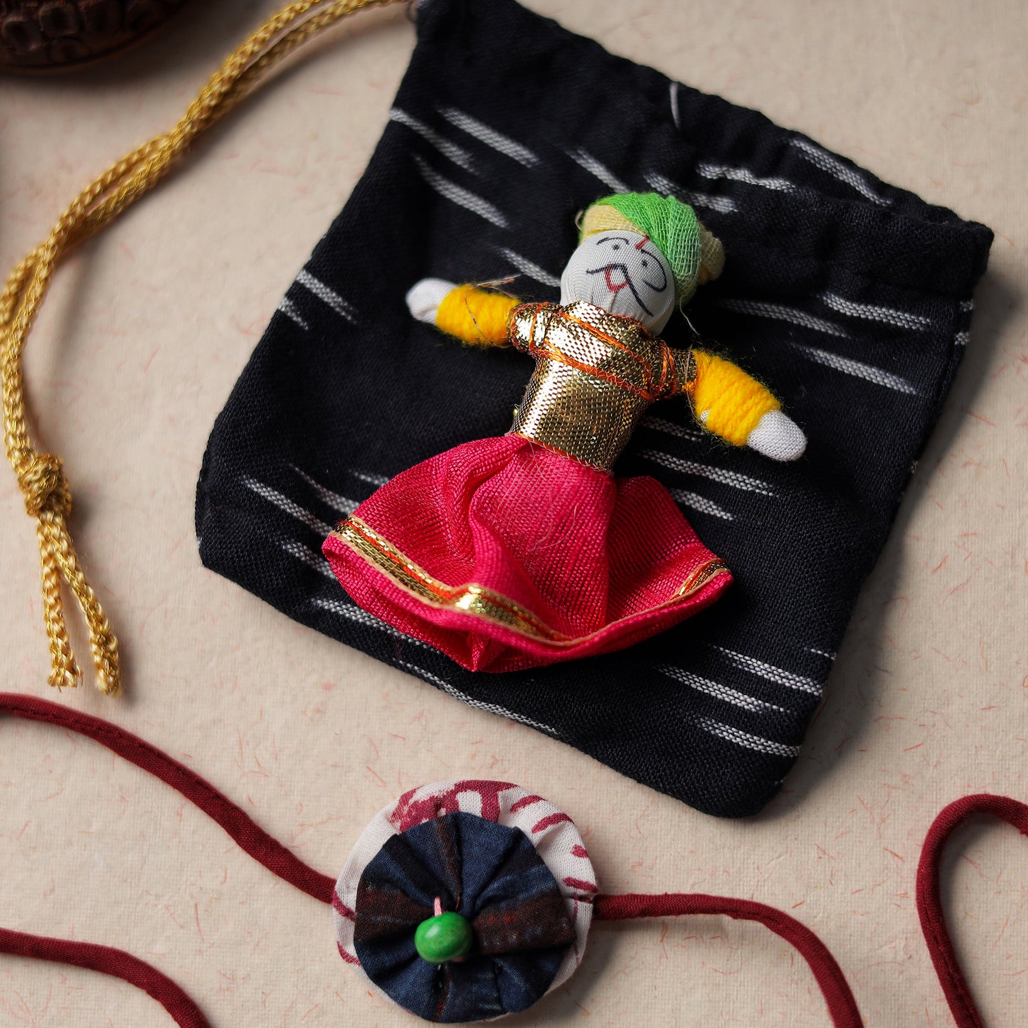 Handcrafted Flower Bead Work Fabart Rakhi 39