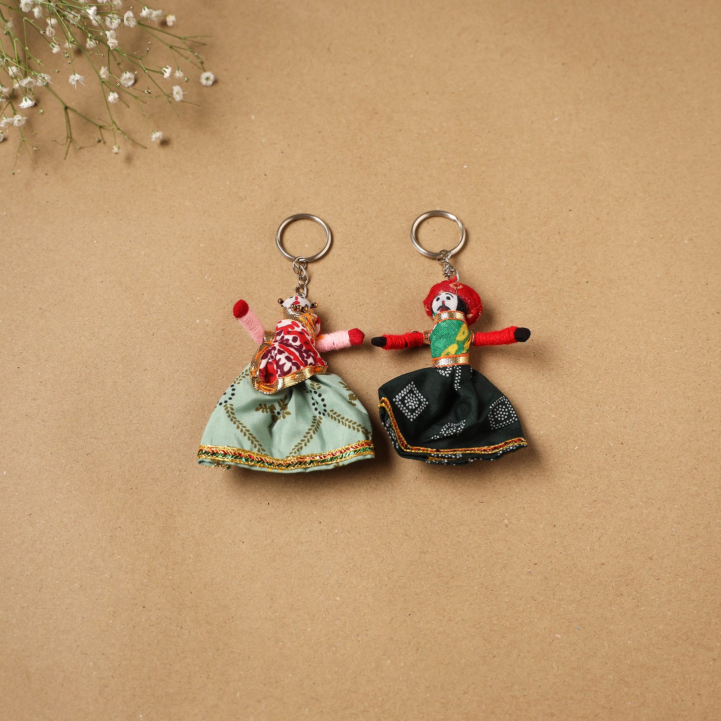 Multicolor - Rajasthani Puppet Couple Handmade Keychain (Set of 2) 13