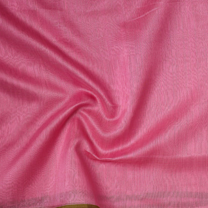 Pink - Traditional Chanderi Silk Handloom Precut Fabric (1.6 meter)