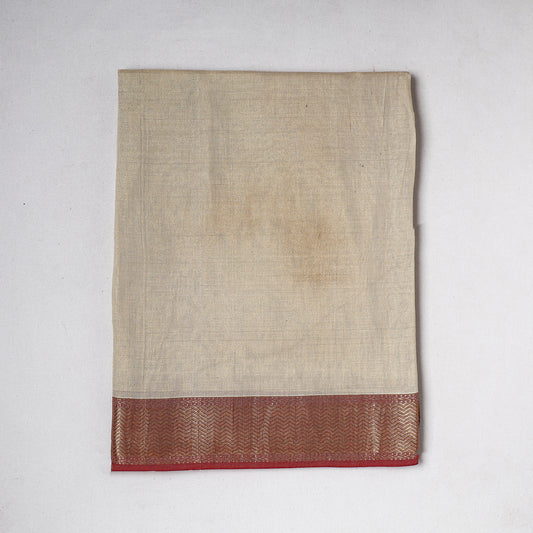 Beige - Traditional Chanderi Silk Handloom Precut Fabric (1.3 meter)