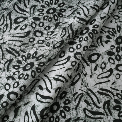 White - Hand Batik Printed Pure Cotton Fabric
