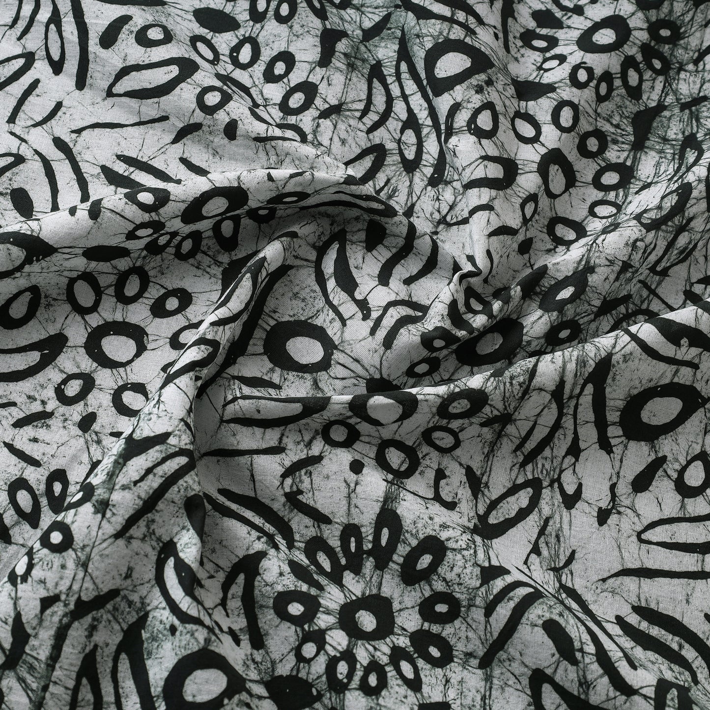 White - Hand Batik Printed Pure Cotton Fabric