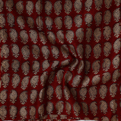 Red - Traditional Chanderi Silk Handloom Precut Fabric (2 meter)