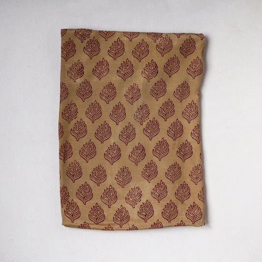 Brown - Traditional Chanderi Silk Handloom Precut Fabric (0.8 meter)