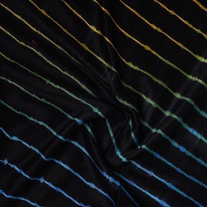 Black - Traditional Chanderi Silk Handloom Precut Fabric (1.2 meter)