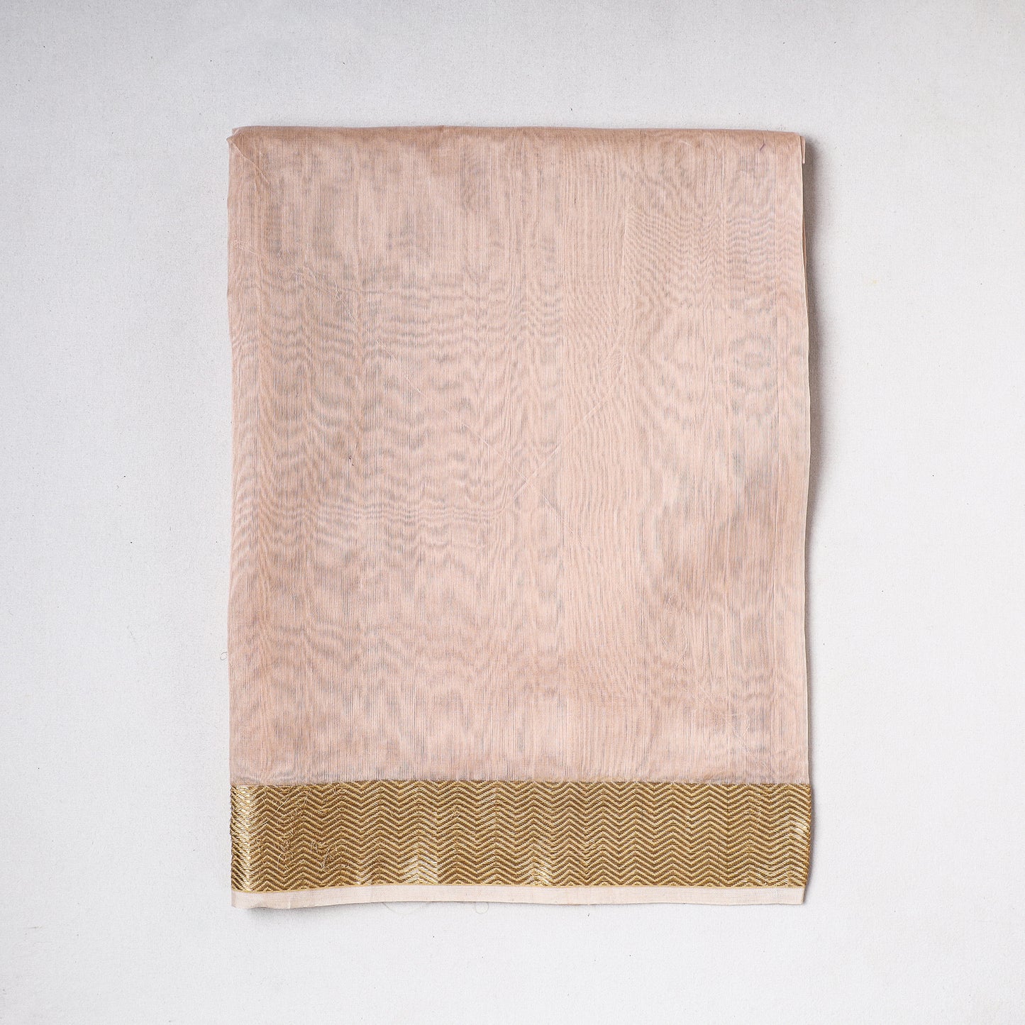 Beige - Traditional Chanderi Silk Handloom Precut Fabric (2 meter)