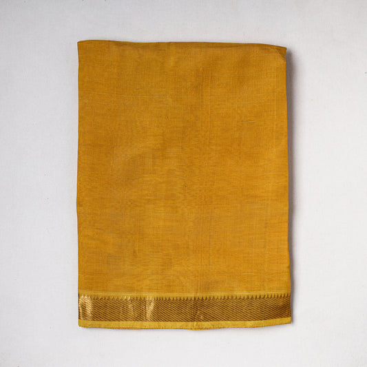 Yellow - Traditional Chanderi Silk Handloom Precut Fabric (2.45 meter)
