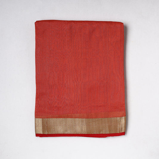 Orange - Traditional Chanderi Silk Handloom Precut Fabric (2.6 meter)