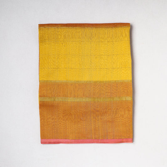 Yellow - Traditional Maheshwari Silk Handloom Precut Fabric (2 Meter)