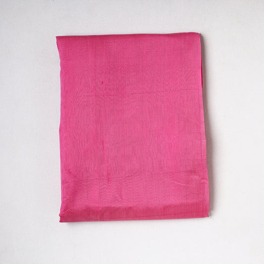 Pink - Traditional Maheshwari Silk Handloom Fabric with Zari Border