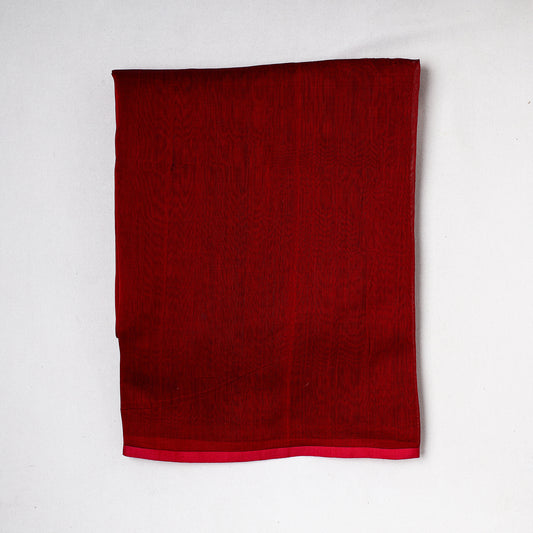 Red - Traditional Maheshwari Silk Handloom Fabric with Zari Border