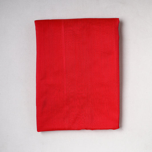 Orange - Traditional Maheshwari Silk Handloom Fabric with Zari Border
