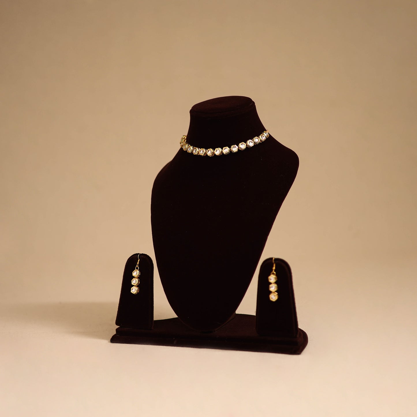 Yellow - handmade kundan work necklace set 06 - handcrafted