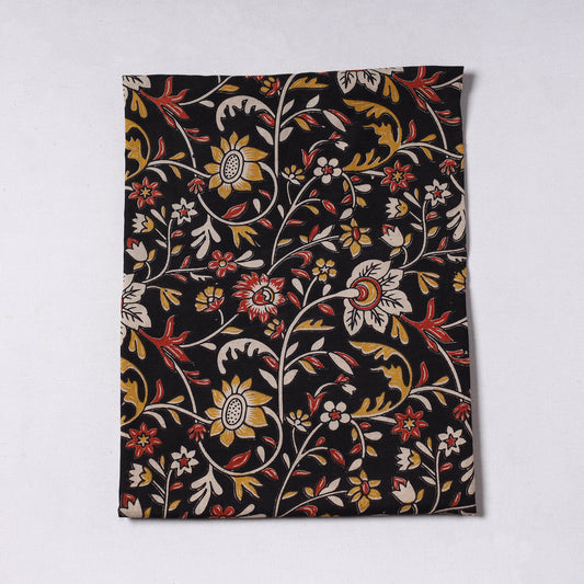 Black - Kalamkari Printed Cotton Precut Fabric (1 meter) 11