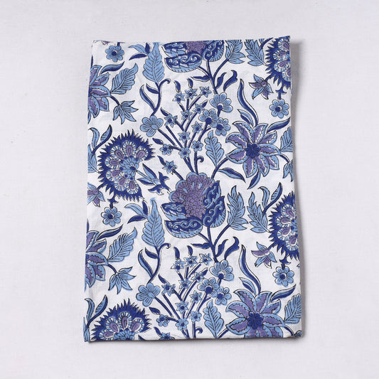 Blue - Sanganeri Block Printed Cotton Precut Fabric (0.95 meter) 65
