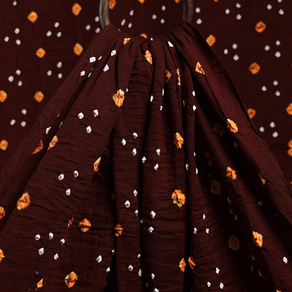 Chocolate Brown Kutch Bandhani Tie-Dye Cotton Fabric 03