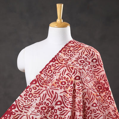 Red - Hand Batik Printed Pure Cotton Fabric