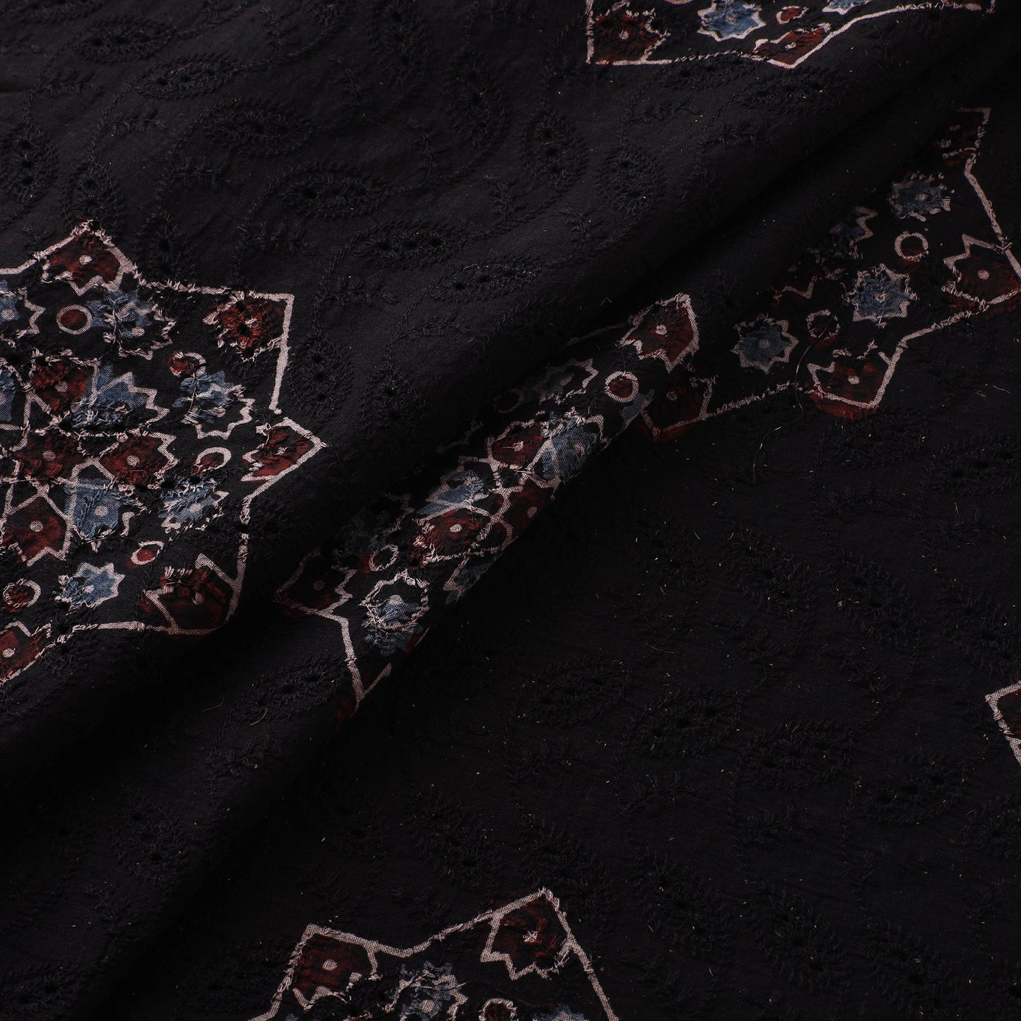 Hakoba Hand Block Ajrakh Print Natural Dyed Cotton Fabric 56