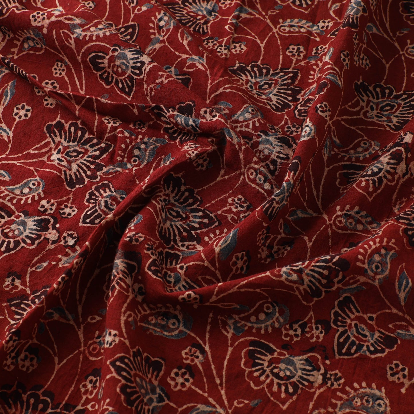 Red - Ajrakh Hand Block Print Natural Dyed Cotton Fabric 02
