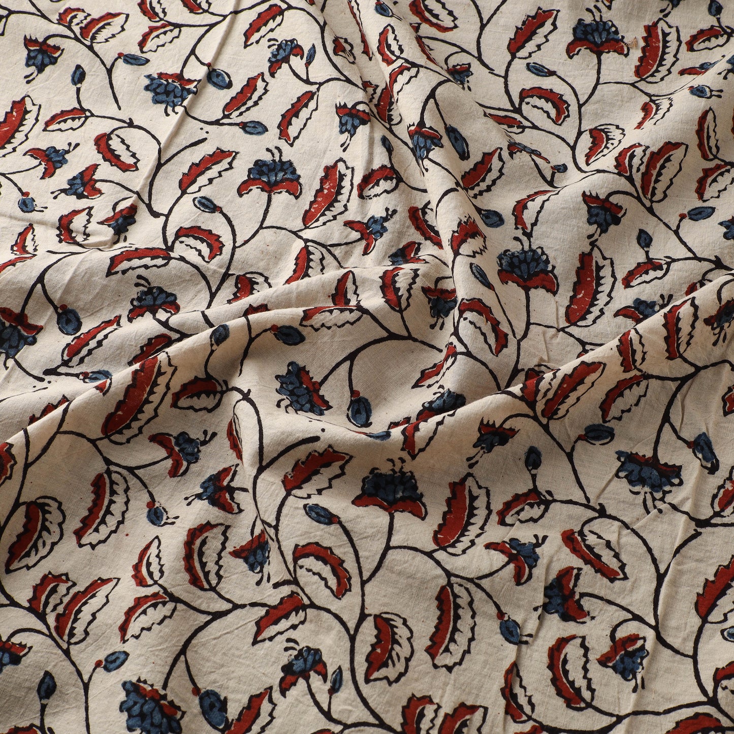 Cream - Ajrakh Hand Block Print Natural Dyed Cotton Fabric 05
