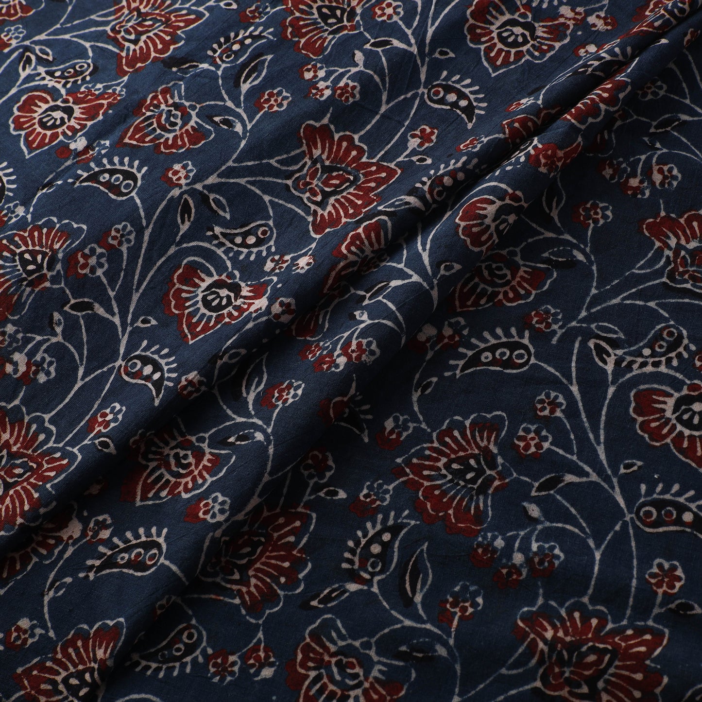 Navy - Ajrakh Hand Block Print Natural Dyed Cotton Fabric 15