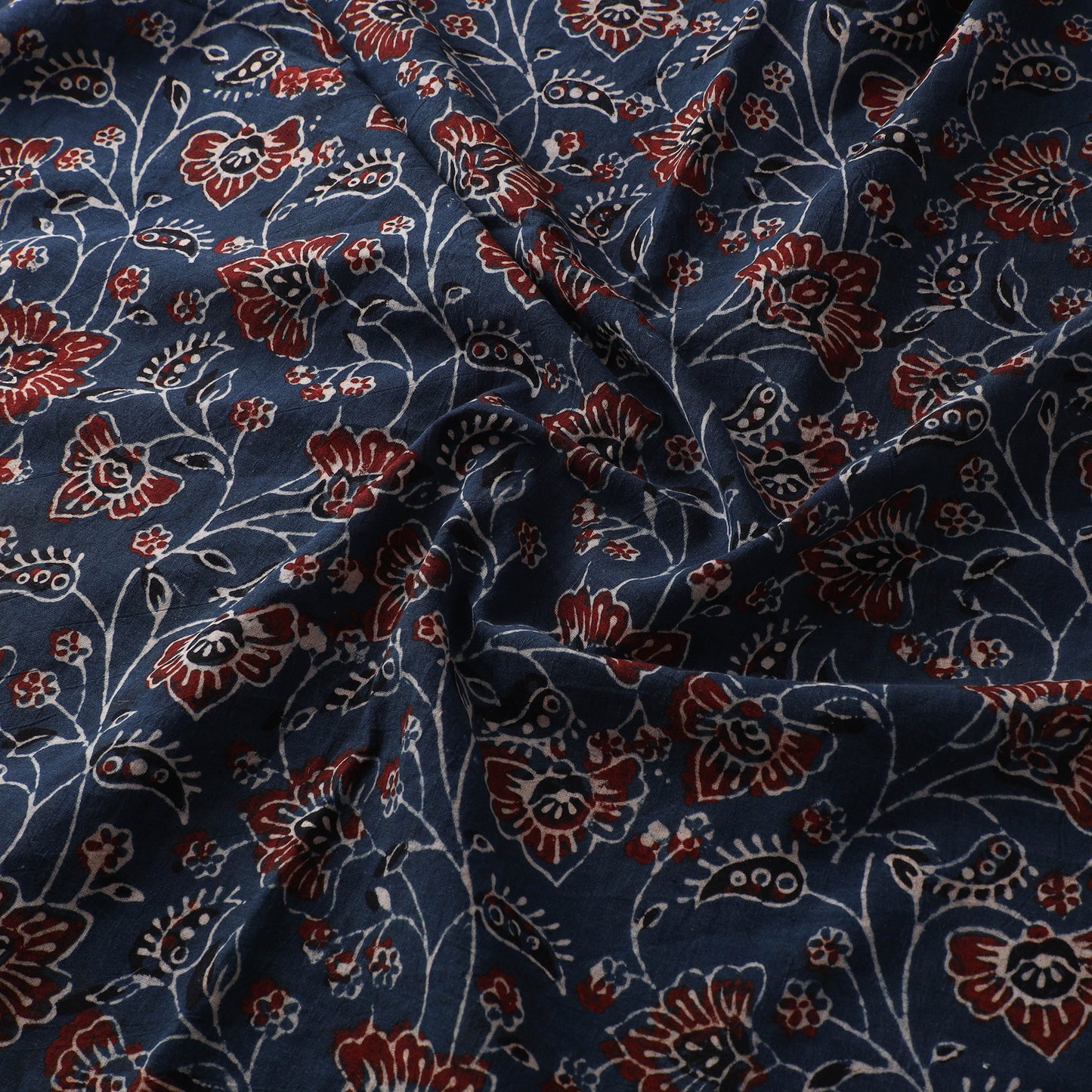 Navy - Ajrakh Hand Block Print Natural Dyed Cotton Fabric 15