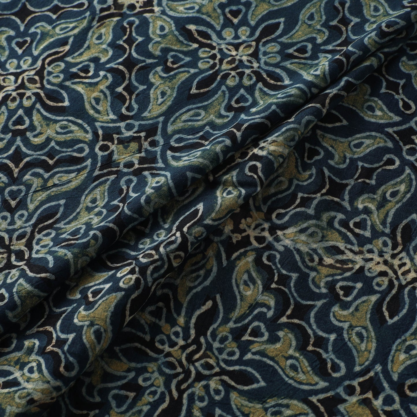 Blue - Ajrakh Hand Block Print Natural Dyed Cotton Fabric 18