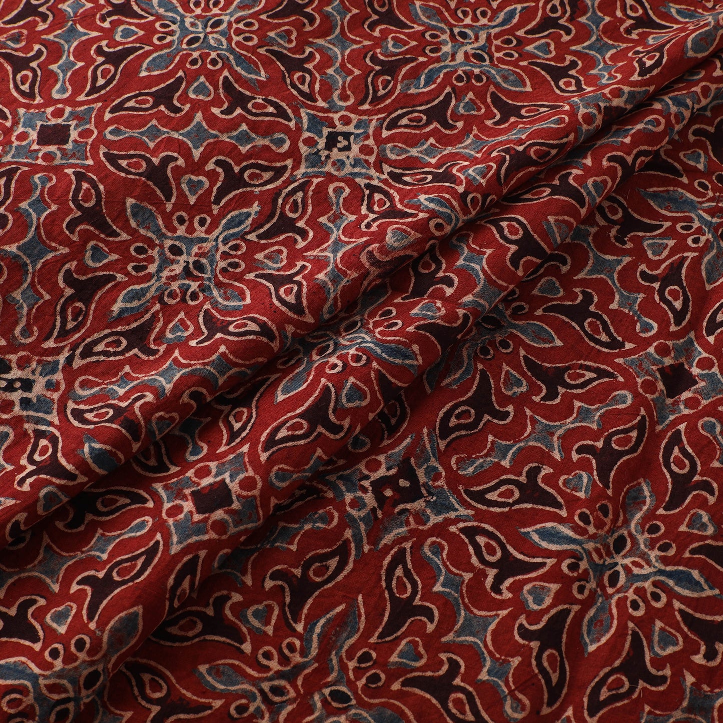 Red - Ajrakh Hand Block Print Natural Dyed Cotton Fabric 19