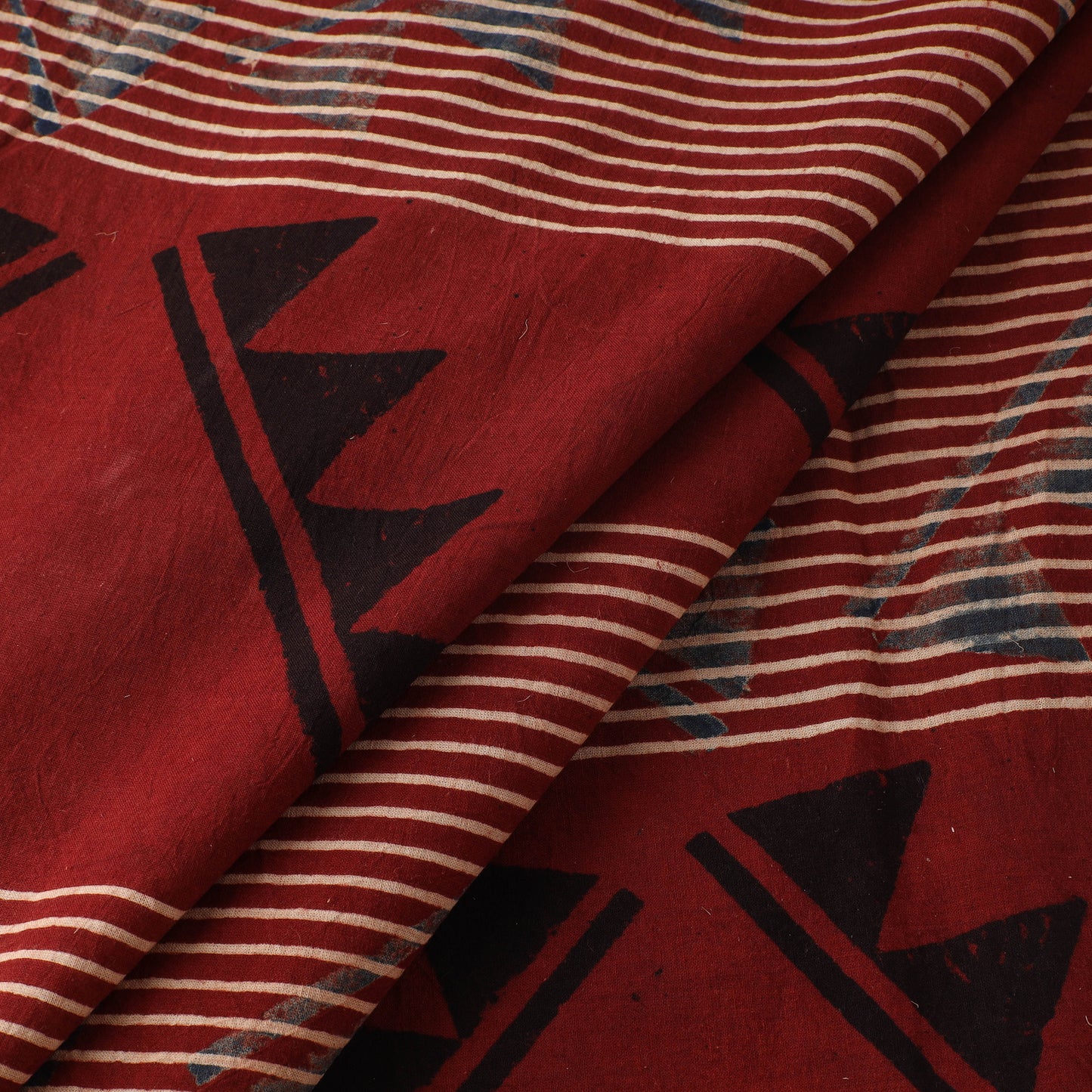 Red - Ajrakh Hand Block Print Natural Dyed Cotton Fabric 54