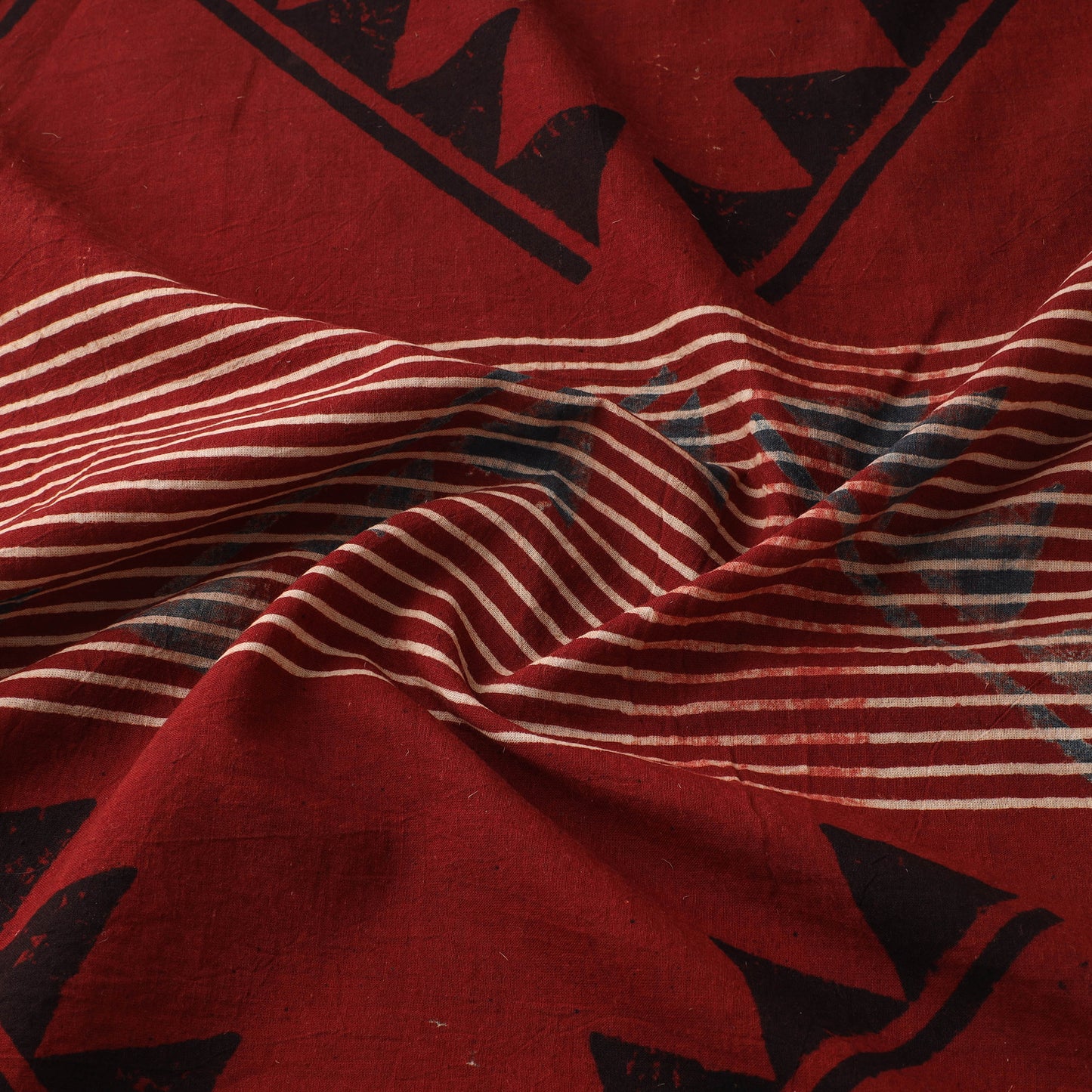 Red - Ajrakh Hand Block Print Natural Dyed Cotton Fabric 54