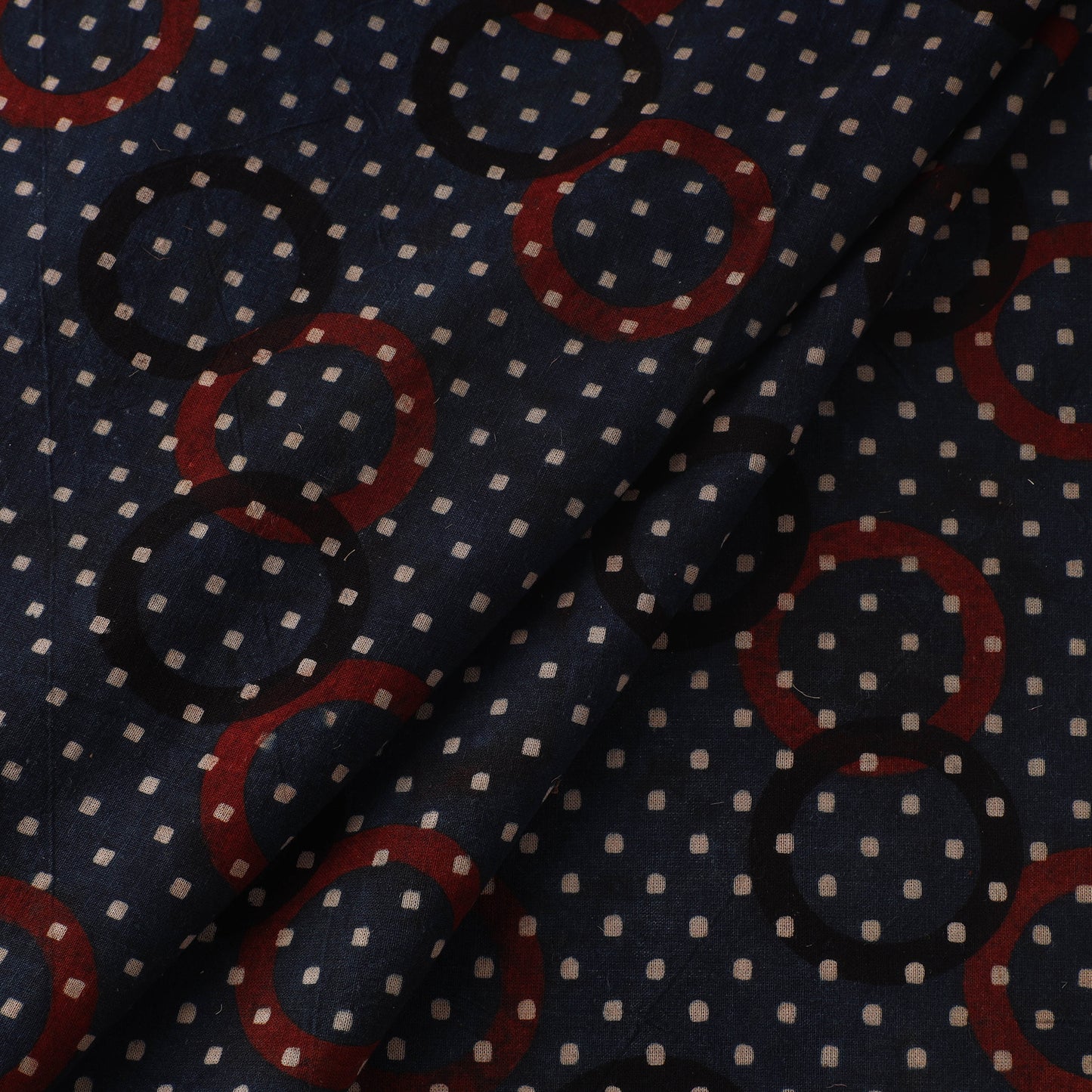 Black - Ajrakh Hand Block Print Natural Dyed Cotton Fabric 57