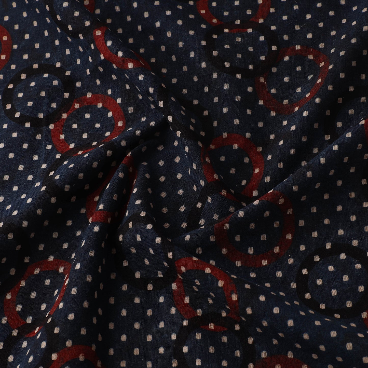 Black - Ajrakh Hand Block Print Natural Dyed Cotton Fabric 57