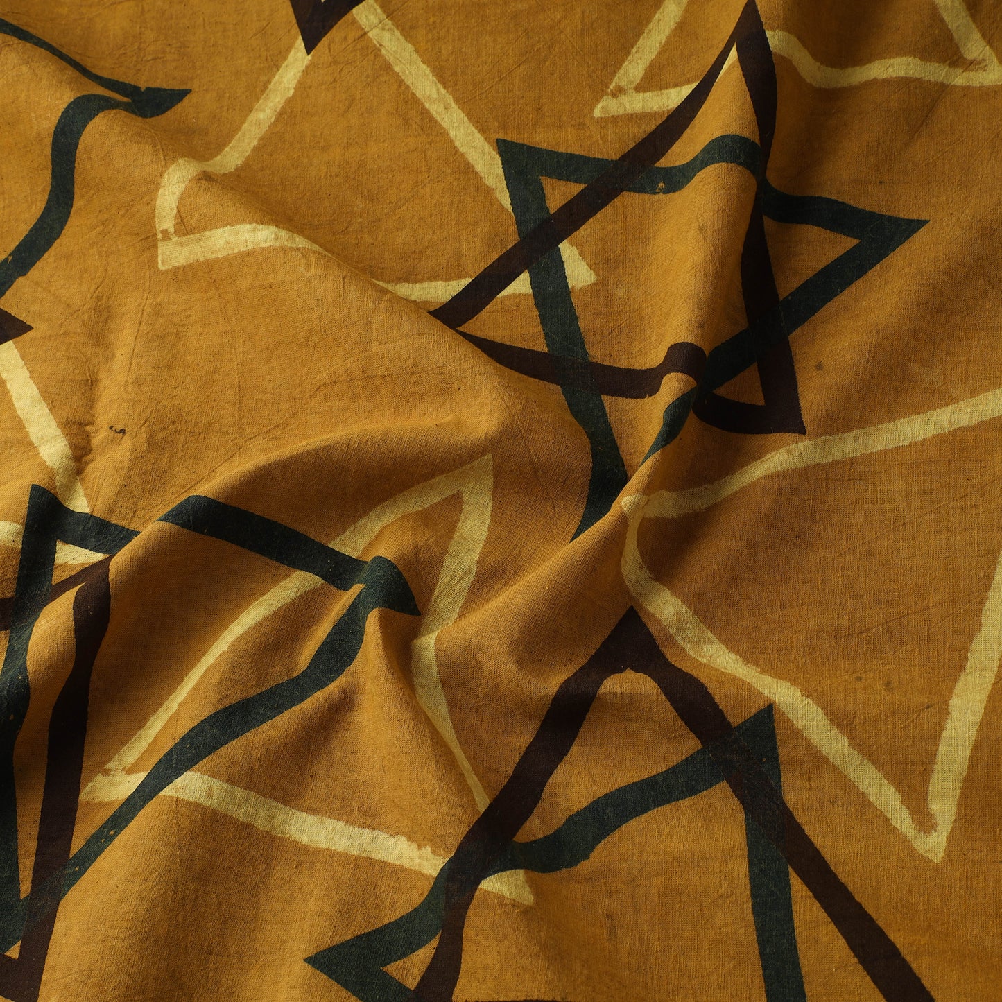 Yellow - Ajrakh Hand Block Print Natural Dyed Cotton Fabric 72