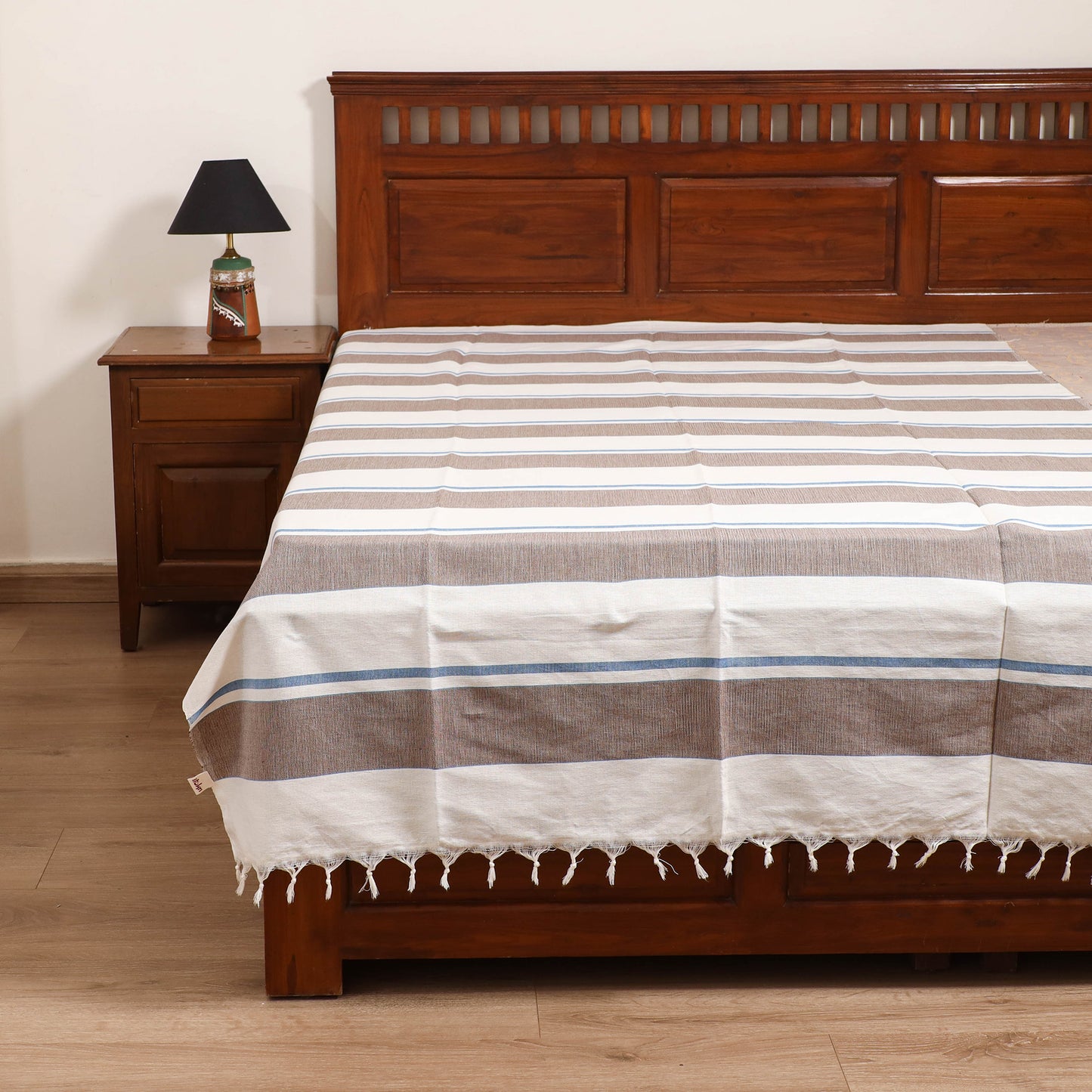 Handloom Cotton Single Bedsheet (90 x 60 in) 186