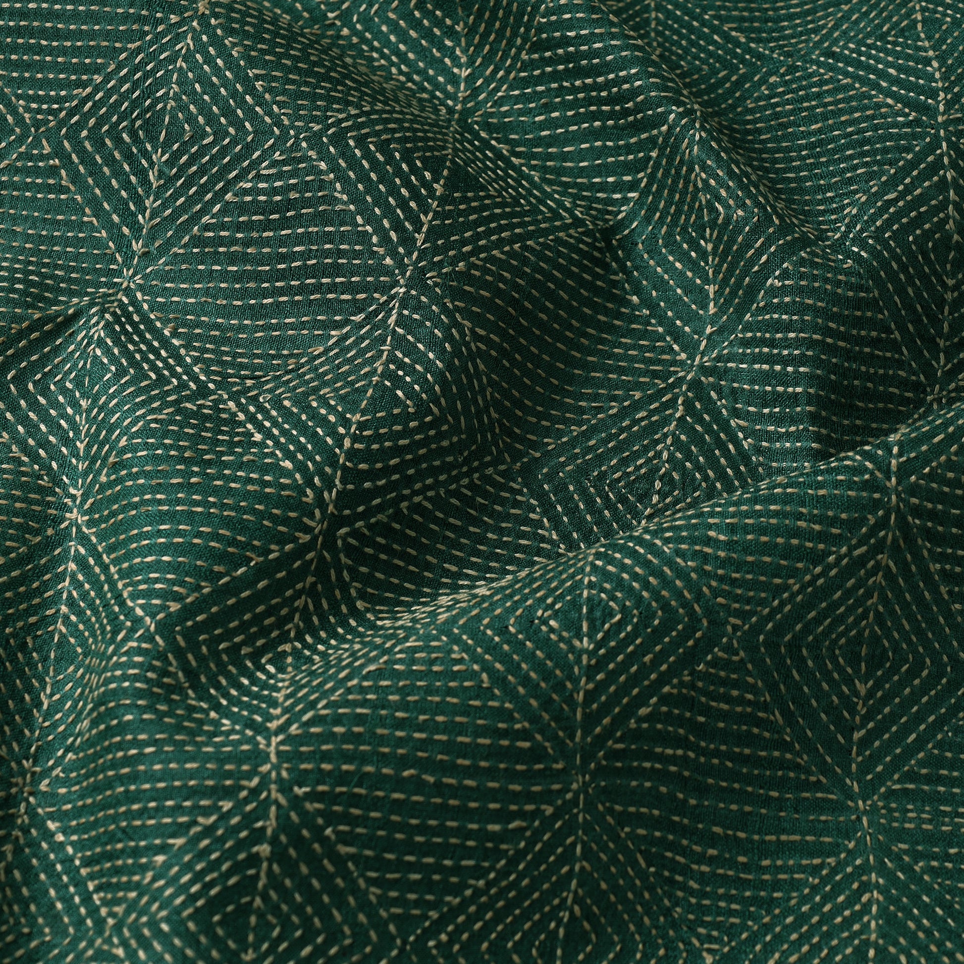 Bengal Kantha Work Tussar Silk Handloom Fabric