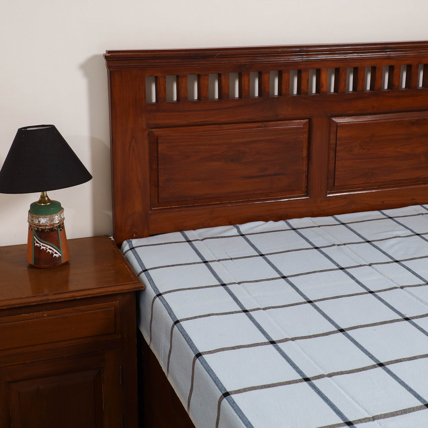 Handloom Cotton Single Bedsheet (90 x 60 in) 224