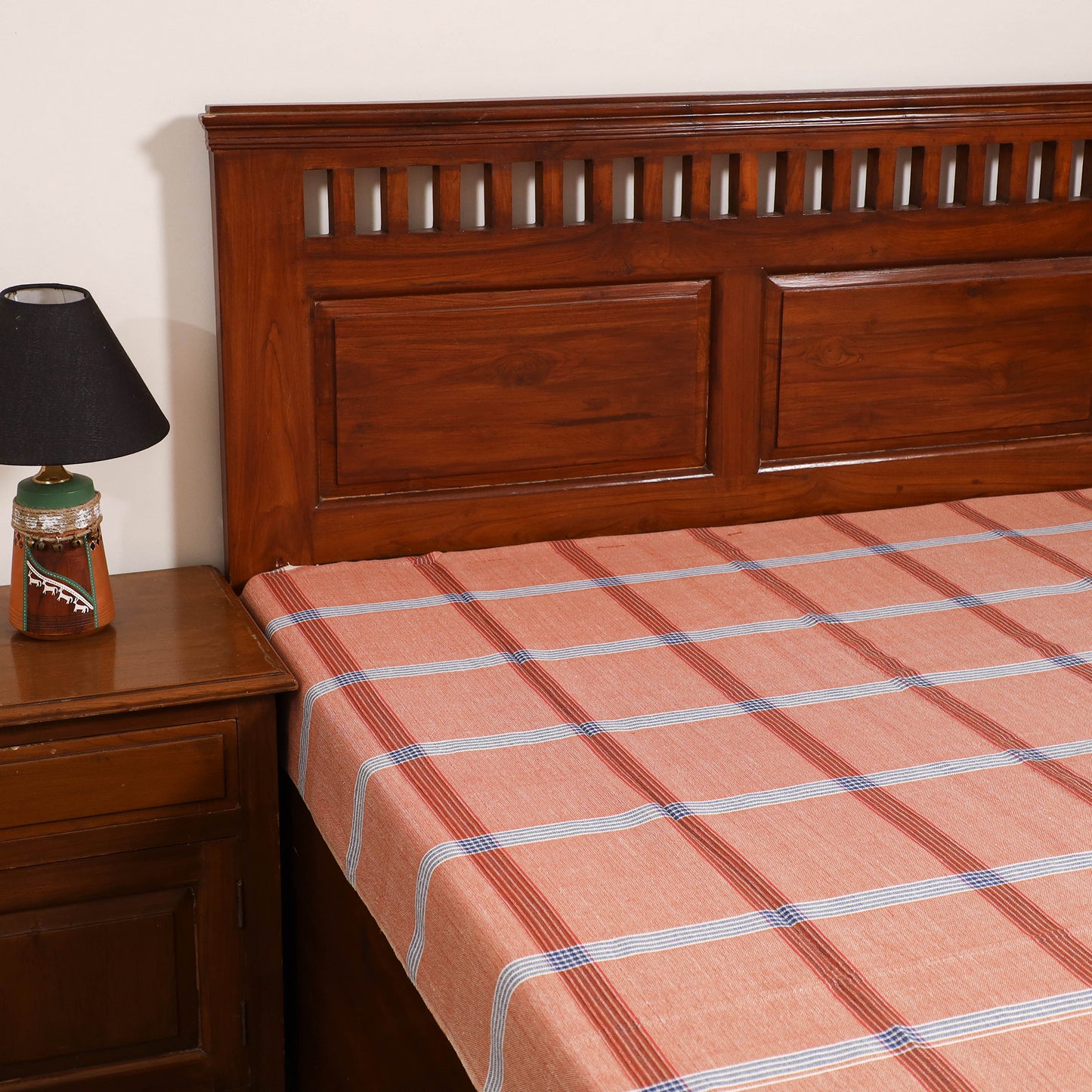 Handloom Cotton Single Bedsheet (90 x 60 in) 228