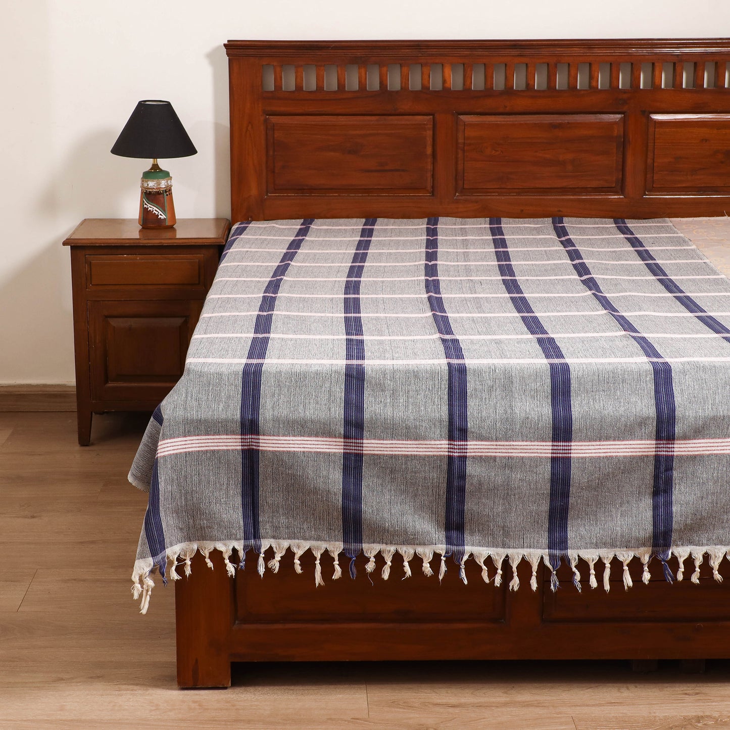 Handloom Cotton Single Bedsheet (90 x 60 in) 232