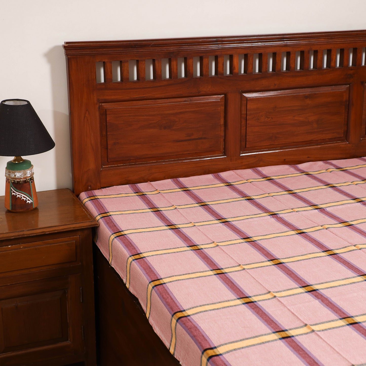 Handloom Cotton Single Bedsheet (90 x 60 in) 237