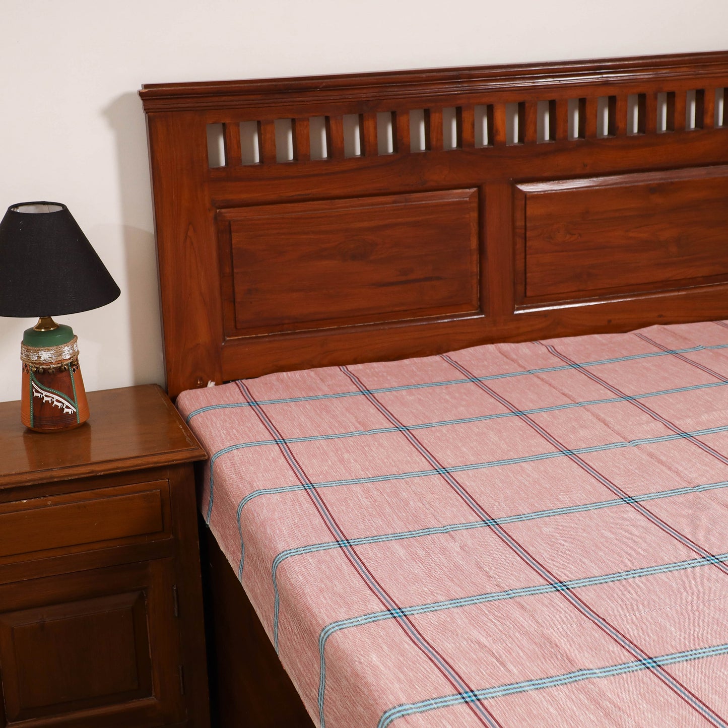 Handloom Cotton Single Bedsheet (90 x 60 in) 238