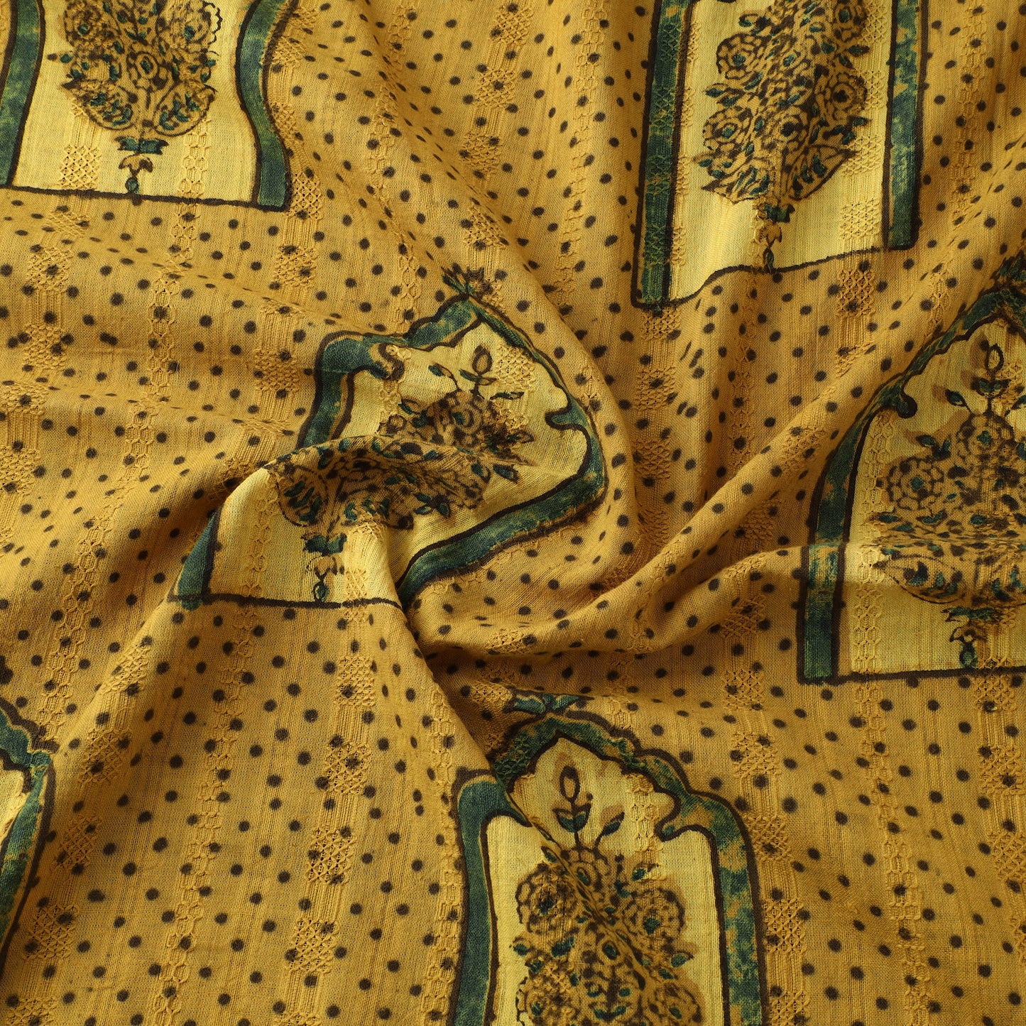 Hakoba Hand Block Ajrakh Print Natural Dyed Cotton Fabric 110